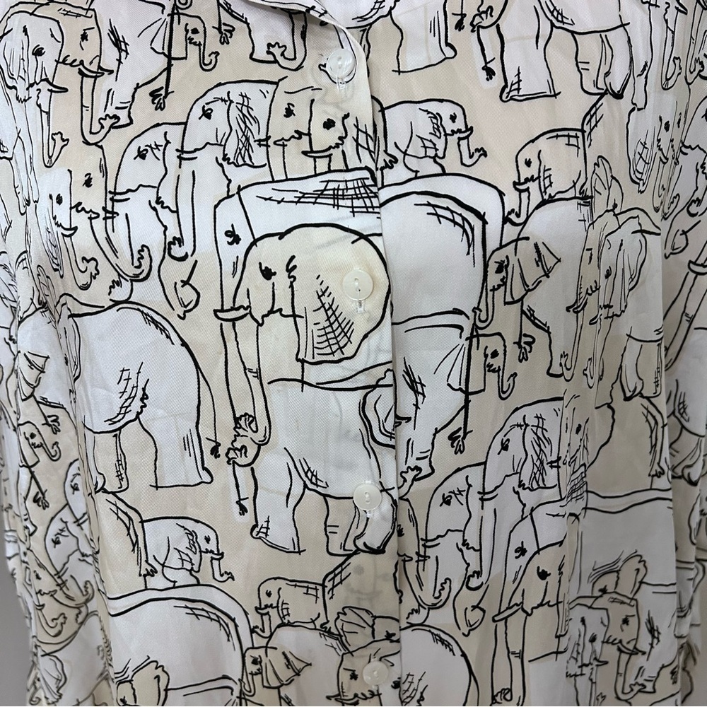 Zara Elephant Print Button-Up Tunic/Shirt | Oversized M - Picture 3 of 5